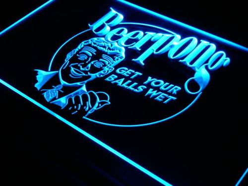 Beer Pong Get your Balls Wet Bar Neon Light Sign